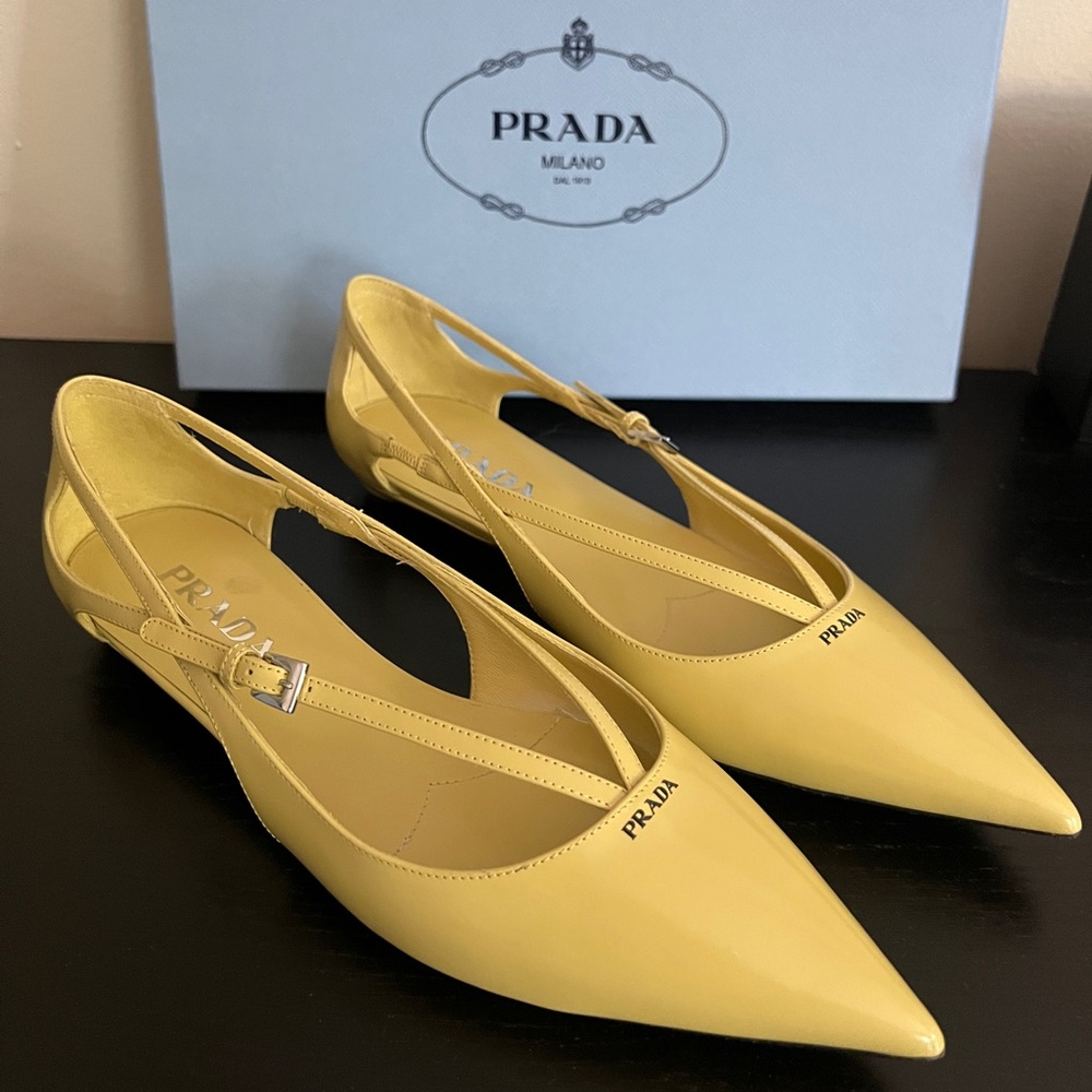 Prada Women's Crisscross Buckle Ballerina Flats w Box & Tags